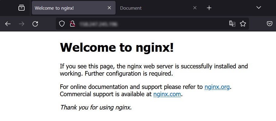 브라우저에서 nginx welcome page 확인